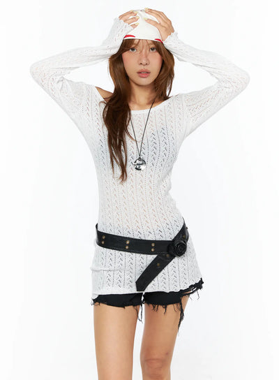summer-knit-round-neck-mini-dress-cu518 / White