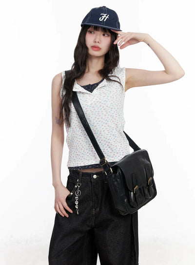 ribbed-floral-tank-top-cm526 / White