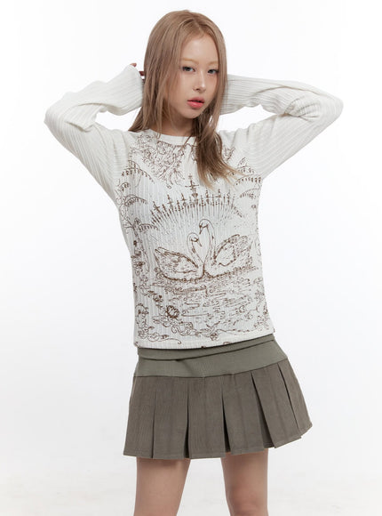 graphic-round-neck-long-sleeve-tshirt-cn425 / White