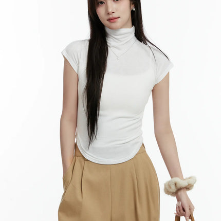 turtleneck-cap-sleeve-top-cd514 / White