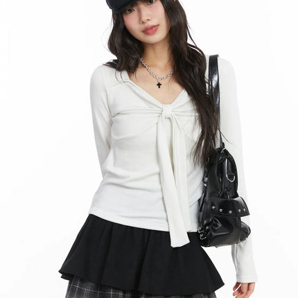 elegant-ribbon-long-sleeve-blouse-cd531 / White