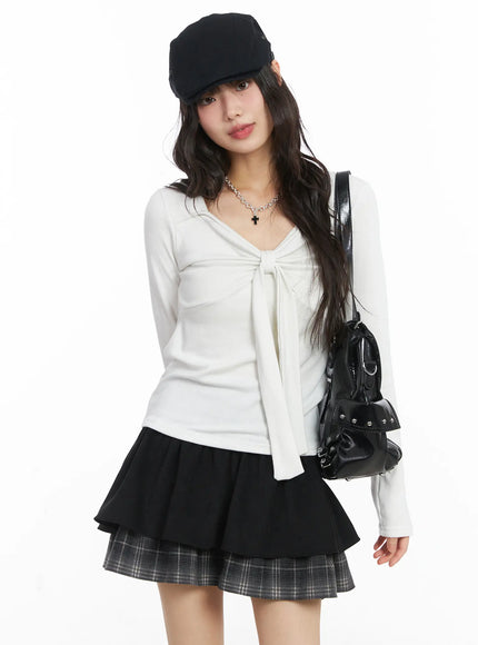 elegant-ribbon-long-sleeve-blouse-cd531 / White