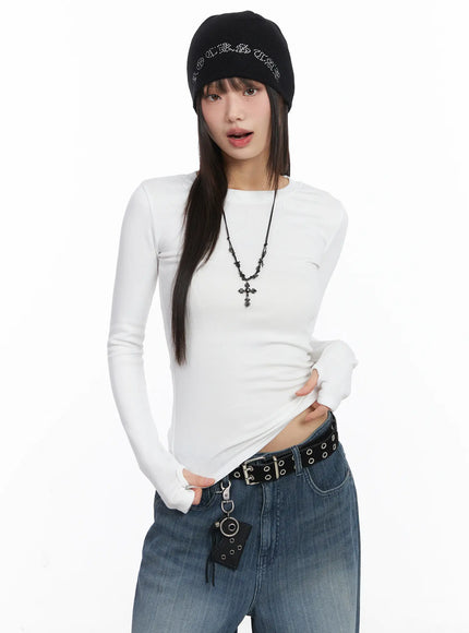 basic-fleece-long-sleeve-tee-cj501 / White