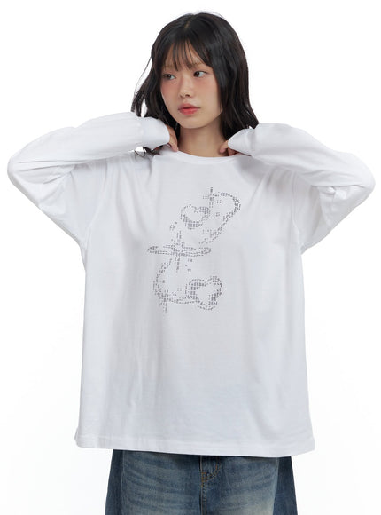 oversize-fit-round-neck-graphic-tee-cs419 / White