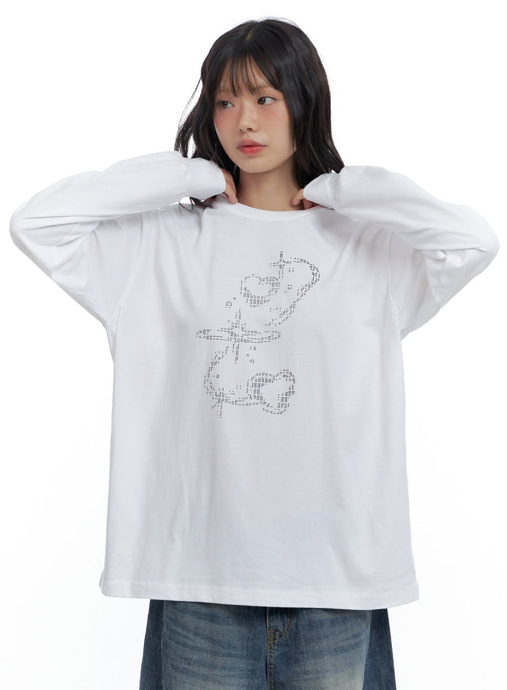 oversize-fit-round-neck-graphic-tee-cs419 / White