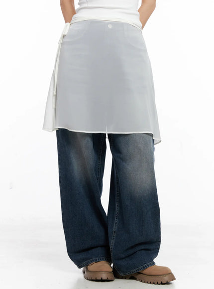 basic-layered-midi-skirt-cc1109 / White