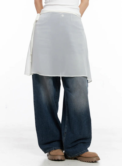 basic-layered-midi-skirt-cc1109 / White