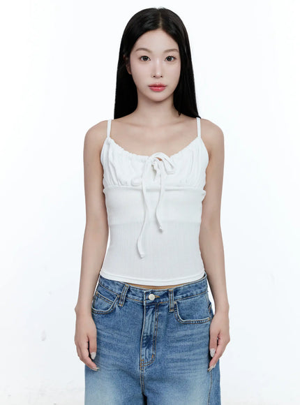 ribbed-front-tie-tank-cg507 / White