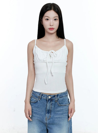 ribbed-front-tie-tank-cg507 / White