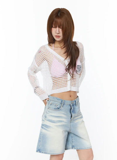 mesh-knit-cardigan-cy528 / White