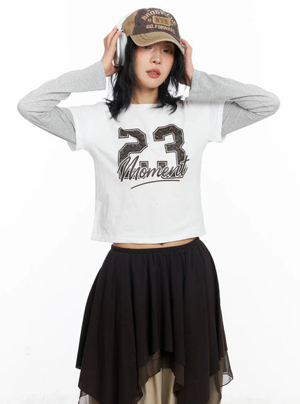 23-graphic-layered-long-sleeve-top-cj523 / White
