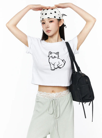 graphic-print-crop-tee-cu511 / White