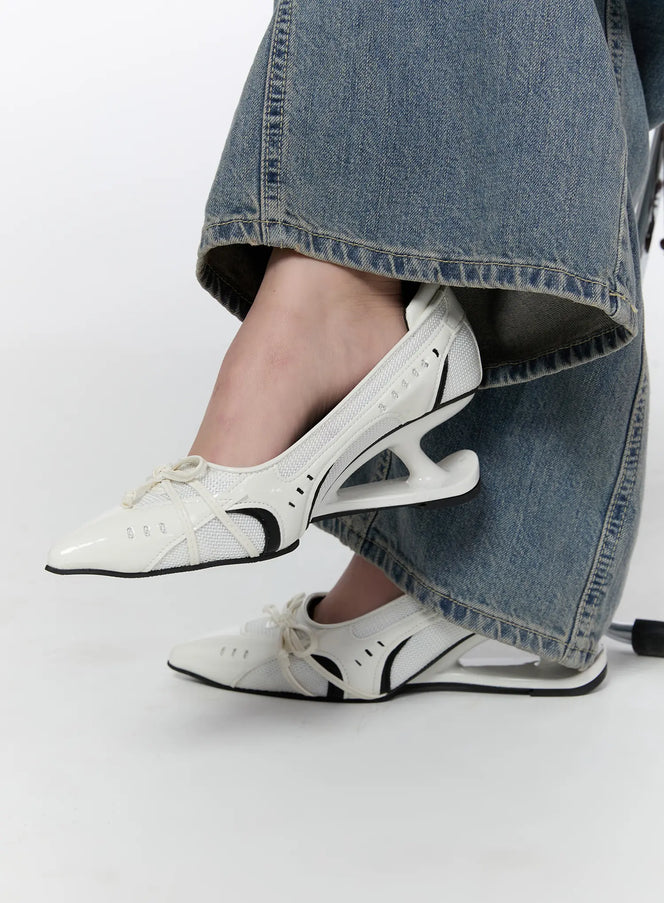 sporty-mesh-wedge-stilettos-ca521 / White