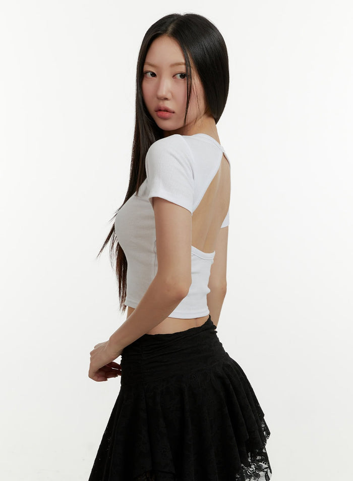 cut-out-back-crop-top-cy408 / White