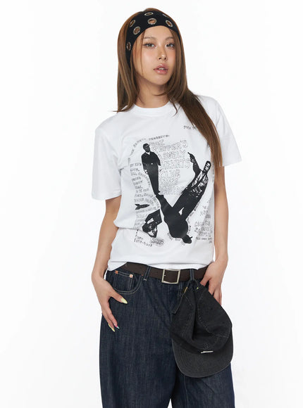 graphic-print-oversized-t-shirt-cu502 / White