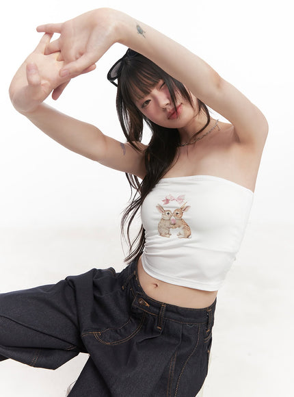 bunny-graphic-tube-top-cy520 / White