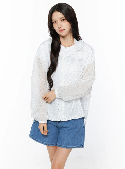 floral-print-windbreaker-cu522 / White
