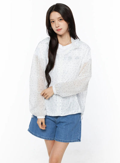 floral-print-windbreaker-cu522 / White