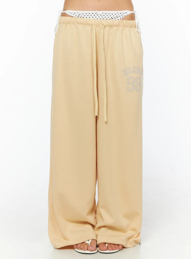 polka-dot-sagging-sweatpants-cu517 / Yellow