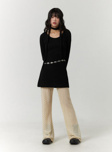 u-neck-slim-fit-mini-dress-with-scarf-cf407