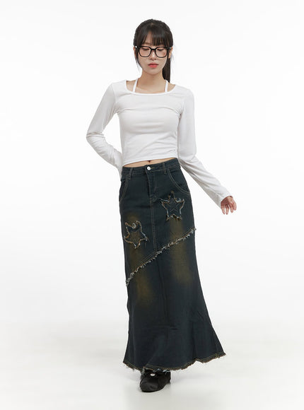 grunge-star-patched-denim-maxi-skirt-cs403