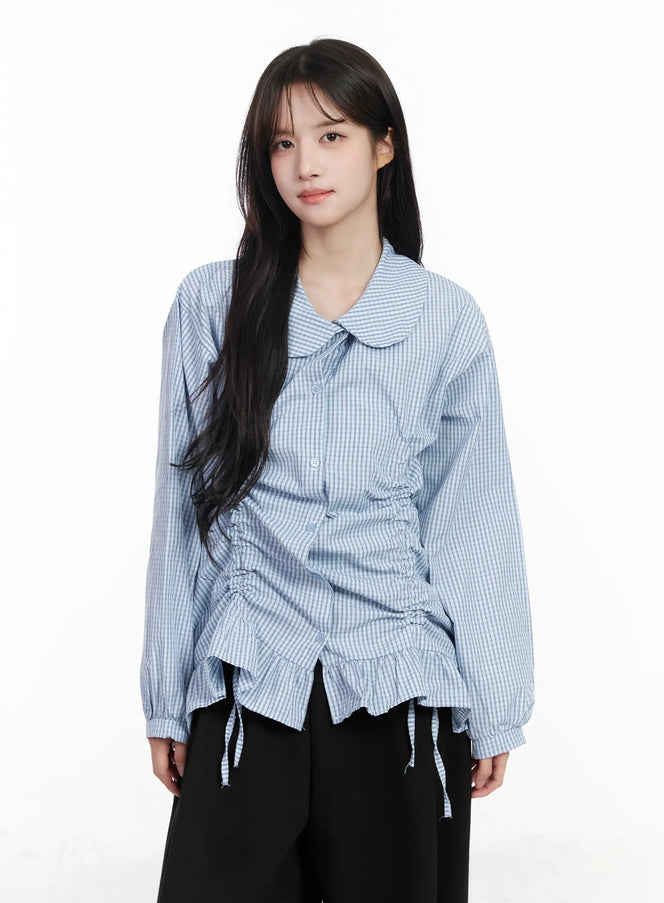 oversized-checkered-drawstring-shirt-cm531