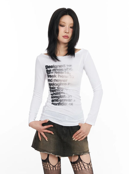 asymmetric-graphic-long-sleeve-top-cd1202 / White