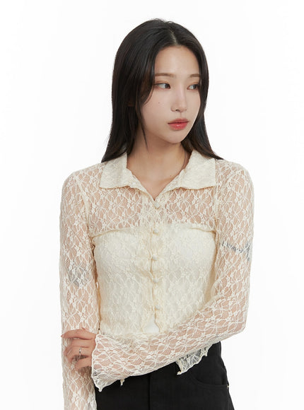 lace-solid-ruffle-hem-long-sleeve-blouse-cm427