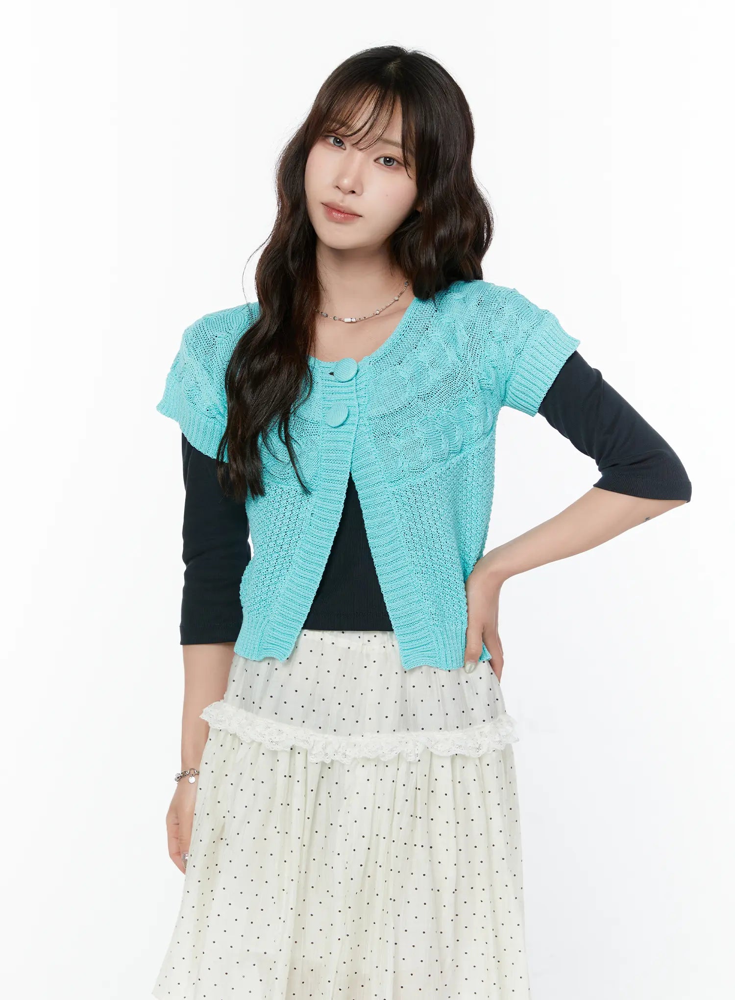 short-sleeve-cable-knit-cardigan-cy515
