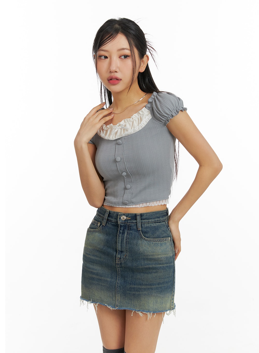 short-puff-sleeve-lace-crop-top-cf427