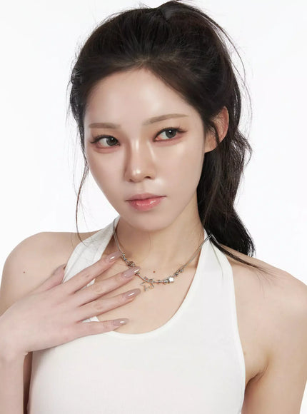 double-chain-star-necklace-ij528