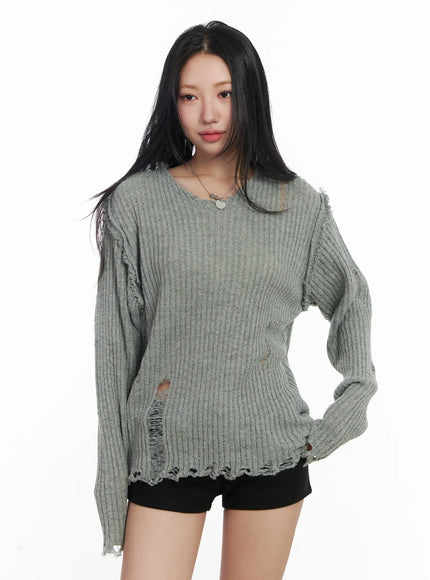 distressed-oversized-v-neck-sweater-cj515