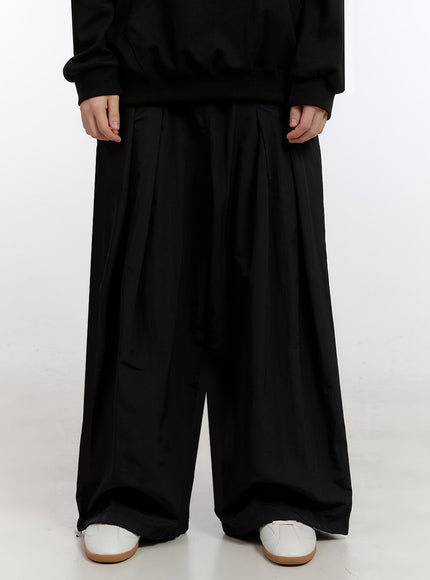 mens-wide-leg-windbreaker-pants-im525 / Black