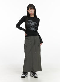 cargo-nylon-maxi-skirt-cs403