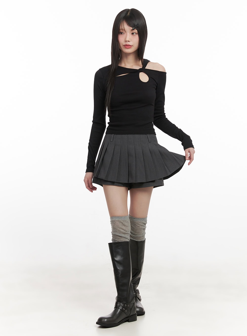 slim-fit-twist-cut-out-long-sleeve-top-cj528