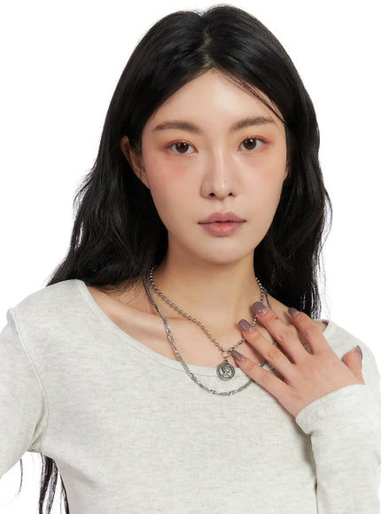 Double Layer Charm Necklace IN510
