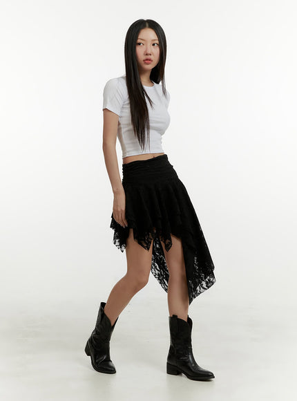 lace-ruffle-asymmetrical-mini-skirt-cy408