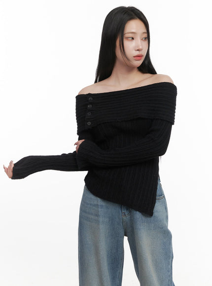 off-shoulder-buttoned-sweater-cj517