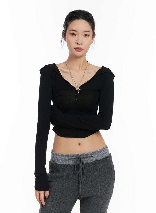 buttoned-hooded-long-sleeve-crop-top-cd509