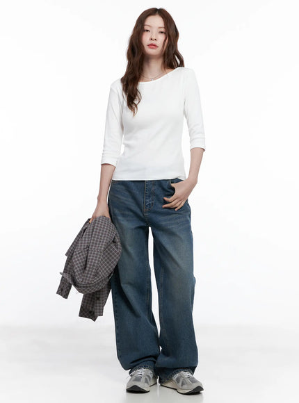 casual-boat-neck-3-4-sleeve-top-cg520