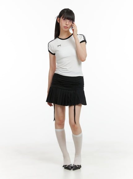 shirred-pleated-mini-skirt-cl422