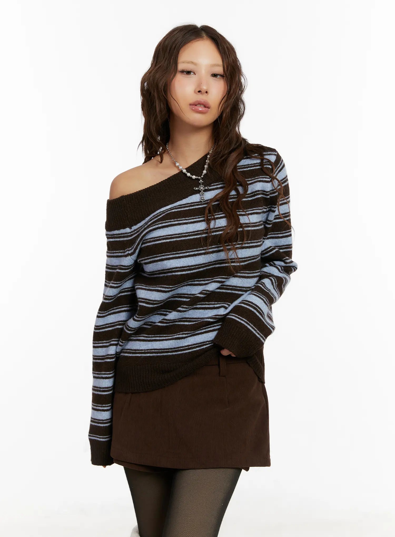 striped-off-shoulder-knit-sweater-cd517