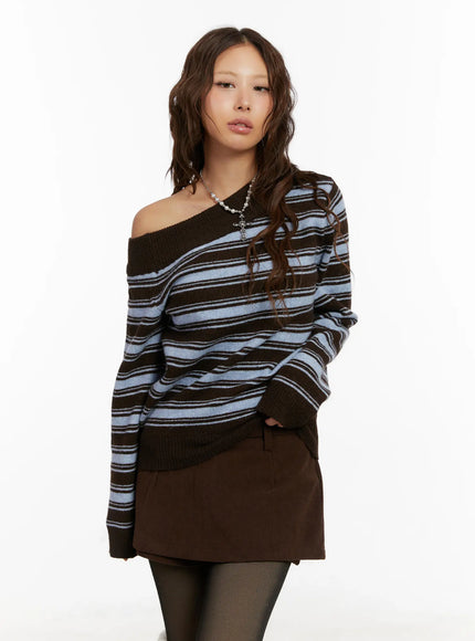 striped-off-shoulder-knit-sweater-cd517