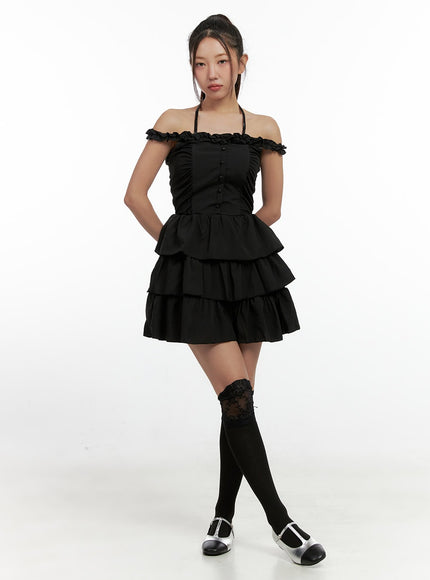 ruffle-buttoned-halterneck-mini-dress-cn416