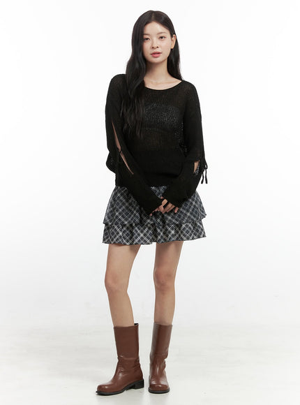 tiered-check-mini-skirt-os423