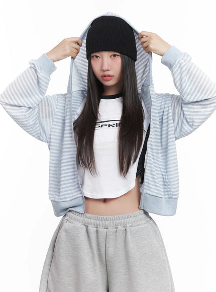 Striped Zip-Up Hoodie CU517 - Acubi style | LEWKIN Striped Zip-Up Hoodie CU517 - Acubi style | LEWKIN