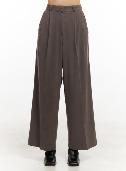 solid-print-wide-fit-polyester-pants-od417