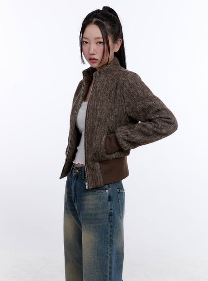 cozy-high-neck-zip-up-jacket-cj509 / brown