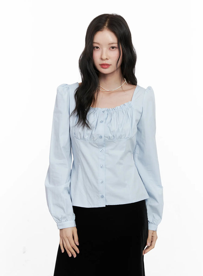 shirred-square-neck-puff-blouse-cn504
