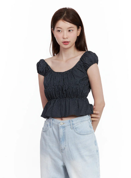 Polka Dot Sleeveless Blouse IU526